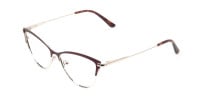 Burgundy Red and Gold Metal Cat Eye Glasses - 1
