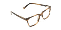Handcrafted Stripe Brown Thick Acetate Glasses in Rectangular - 1