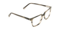 Handcrafted Marble Grey Thick Acetate Glasses in Rectangular - 1
