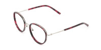 Retro Silver & Red Circular Glasses - 1