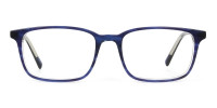 Horn-Rimmed Royal Blue Eyeglasses in Retangle - 1