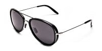 Black and Silver Multi-Material Sunglasses