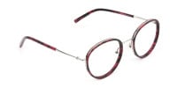 Retro Silver & Red Circular Glasses - 1