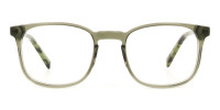 Translucent Camouflage & Olive Green Square Glasses - 1