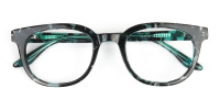 Hipster Tortoise Turquoise Green Wayfarer Frame Glasses - 1