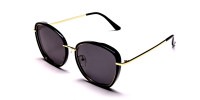 Black and Gold Oversized Sunglasses - 2