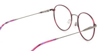 Silver Red Wire Frame Glasses in Round Men Women- 1