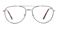 Black & Silver Aviator Glasses in Metal - 1