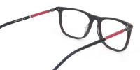 Matte Black and Red Rectangular Spectacles in Acetate - 1