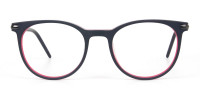 Navy Blue & Red Round Spectacles in Acetate - 1