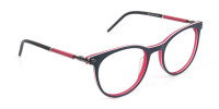 Navy Blue & Red Round Spectacles in Acetate - 1