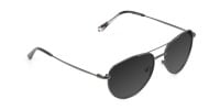Grey Tinted Dark Navy Blue Aviator Sunglasses - 1