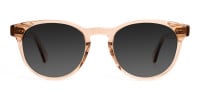 brown transparent round full-rim dark grey tinted sunglasses-1