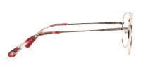 Red & Gold Flat Bridge Aviator Glasses in Metal - 1