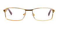 gold and matte brown rectangular glasses frames-1