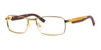 gold and matte brown rectangular glasses frames-1