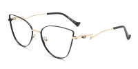 Black & Champagne Gold Cat Eye Glasses-1