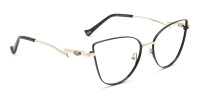 Black & Champagne Gold Cat Eye Glasses-1