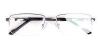 silver and black half rim rectangular glasses frames -1