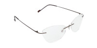 Rimless Cat-Eye Glasses in Brown Metal-1