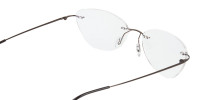 Rimless Cat-Eye Glasses in Brown Metal-1