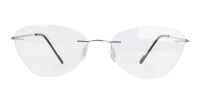 Rimless Cat-Eye Glasses in Silver Metal-1