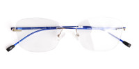 silver and blue cateye rimless glasses frames-1