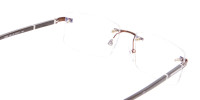 Brown Rectangular Rimless Glasses with Pattern-1