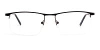 black and rectangular half-rim titanium glasses frames-1