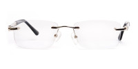 silver and black rectangular rimless glasses frames-1