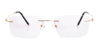 gold rectangular rimless titanium glasses frames-1