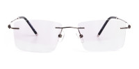 gunmetal rectangular rimless titanium glasses frames-1