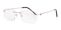 silver rectangular rimless titanium glasses frames-1