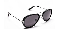 Black and Silver Multi-Material Sunglasses