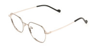 Gold Black Geometric Wayfarer Glasses in Metal - 1