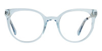 Blue Round Cat-Eye Glasses Gold Temple-1