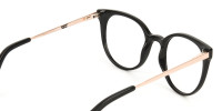 Black Round Cat-Eye Glasses Rose Gold Temple-1