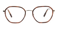 Wayfarer Brown Red Tortoise and Gold Geometric Glasses - 1 