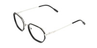 Wayfarer Black and Silver Geometric Glasses - 1