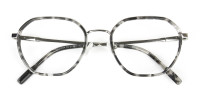 Black Grey Tortoise Geometric Glasses - 1