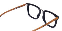 Black and Brown Full Rim Wooden Glasses-1