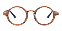 Elm Brown Round Full Rim Wooden Glasses-1