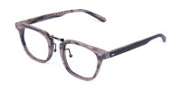 Stripe Grey Full Rim Wooden Glasses-1