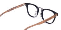 Brown and Black Full Rim Wooden Glasses-1