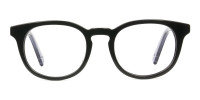 Wayfarer Round High-Grade Thick Black Translucent Blue Glasses - 1