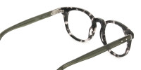 Marble Grey & Translucent Olive Green Round Glasses - 1