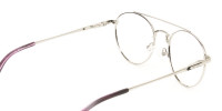 Lightweight Black & Silver Round Aviator Glasses in Metal - 1