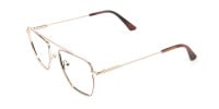 Lightweight Brown and Rose Gold Wire Frame Glasses Men Women - 1