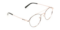 Black & Rose Gold Round Aviator Glasses - 1