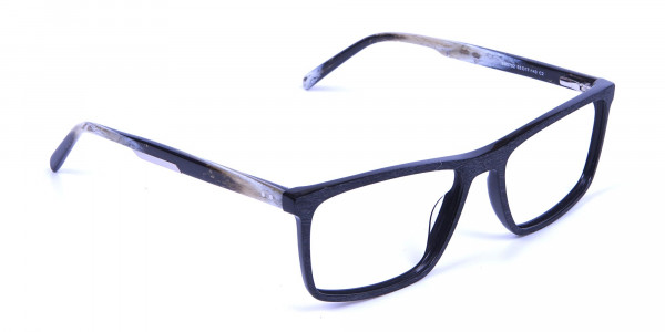 Wooden Texture Black Rectangular Glasses